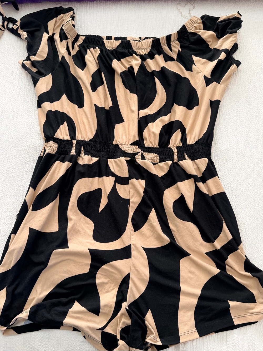 Beige and Black boho Romper